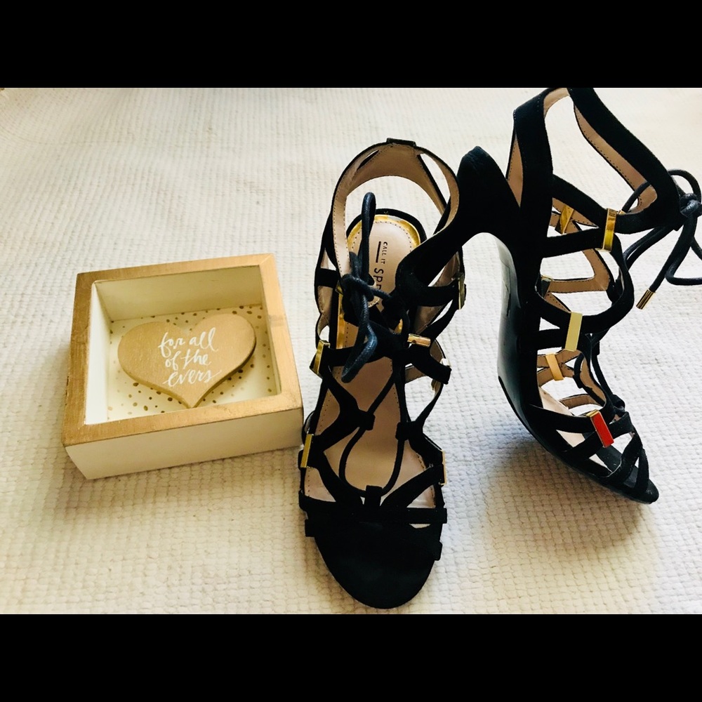 Strappy Black Heels. Worn only once!